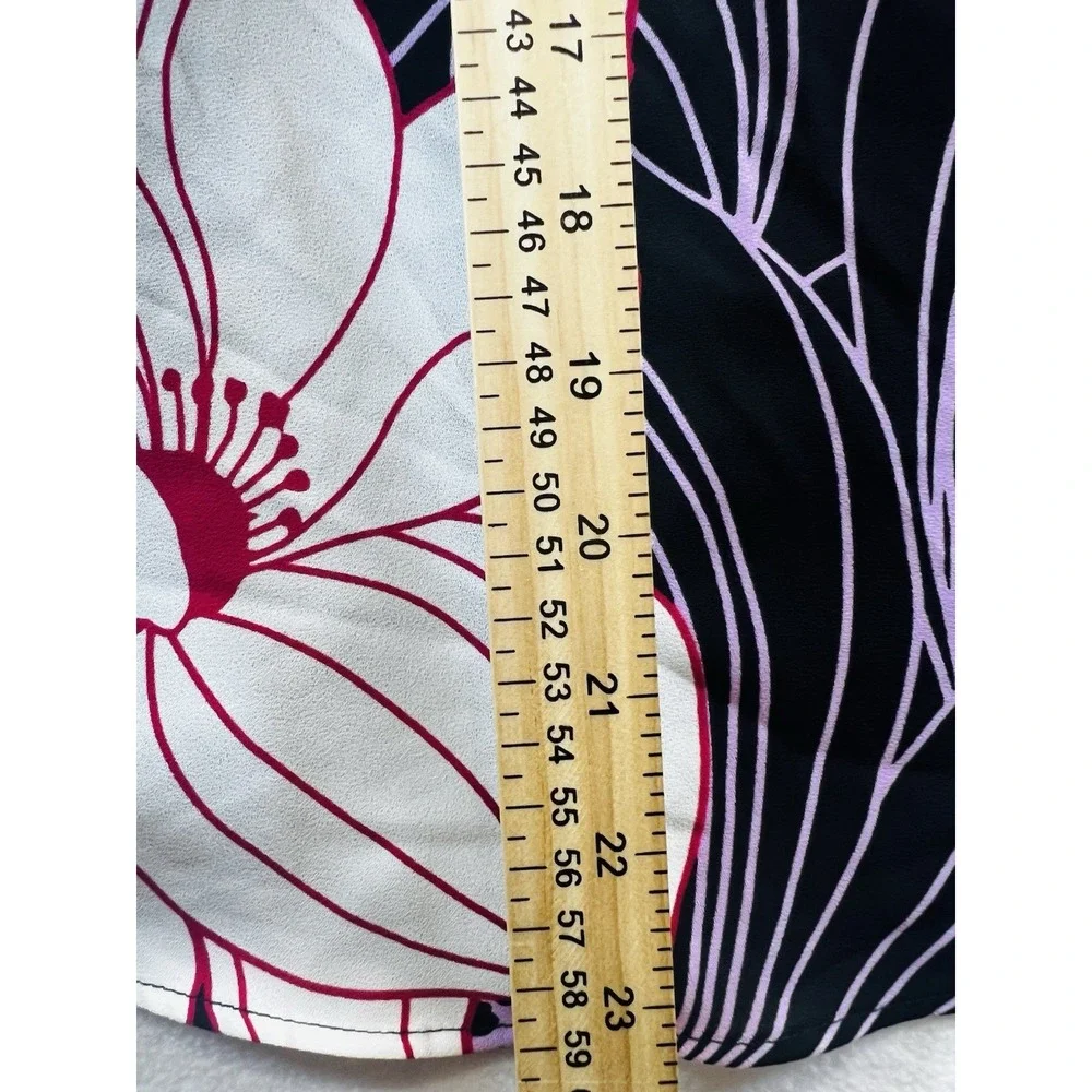 White House Black Market Floral Blouse Womens Size XXS Black Pink Dolman V-Neck - Picture 8 of 9